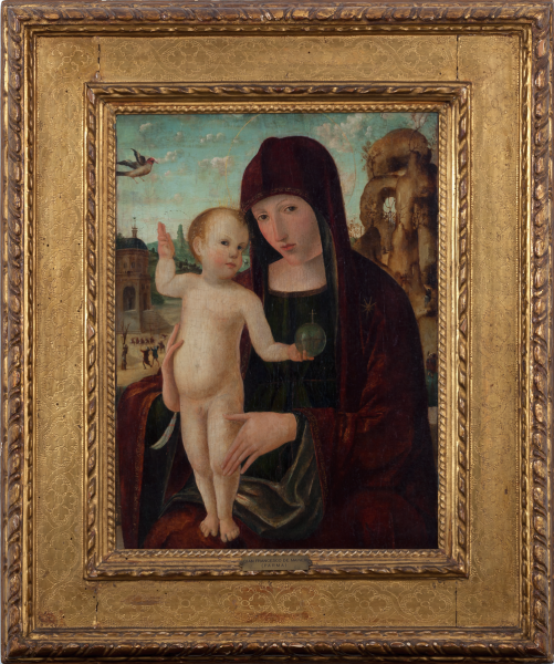 Madonna y niño (ca. 1497) Giovanni Francesco Maineri Pintura, óleo sobre tela, 49.50 x 35.60 cm.