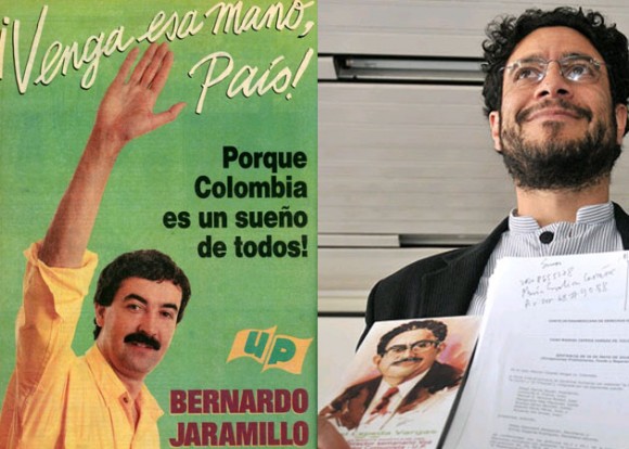 Bernardo Jaramillo, candidato presidencial y  Manuel Cepeda, senador de la República, dos políticos de la U.P asesinados en la década del 90.