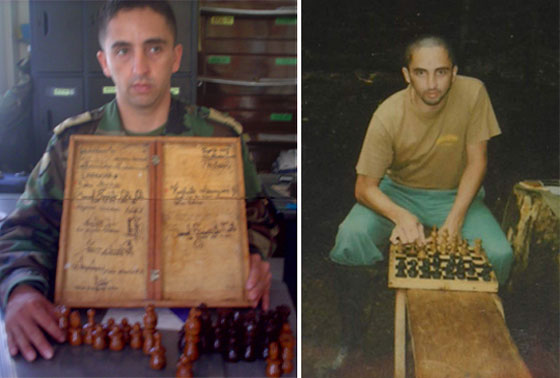 El sargento Aranguren fabricó en la selva cerca de 200 juegos de ajedrez.