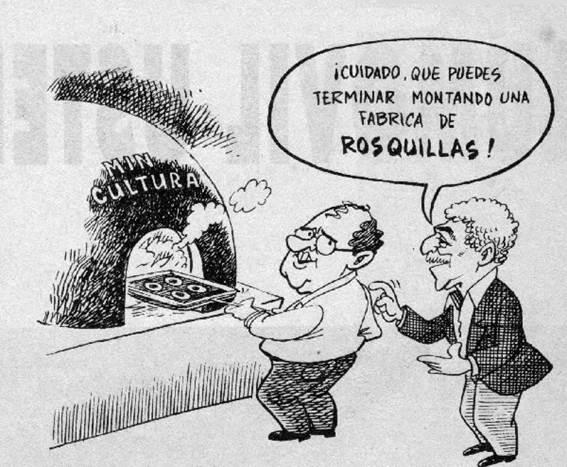 Gabriel García Márquez anuncia el futuro del Ministerio de Cultura de Ernesto Samper en una caricatura de Pepón publicada en El Tiempo.