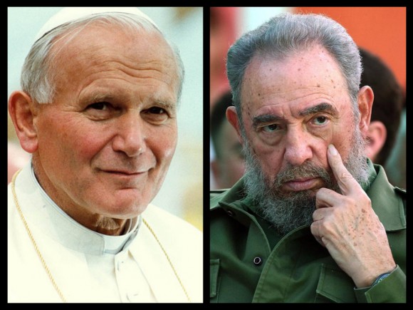 Papa Juan Pablo II y el dictador Fidel Castro 