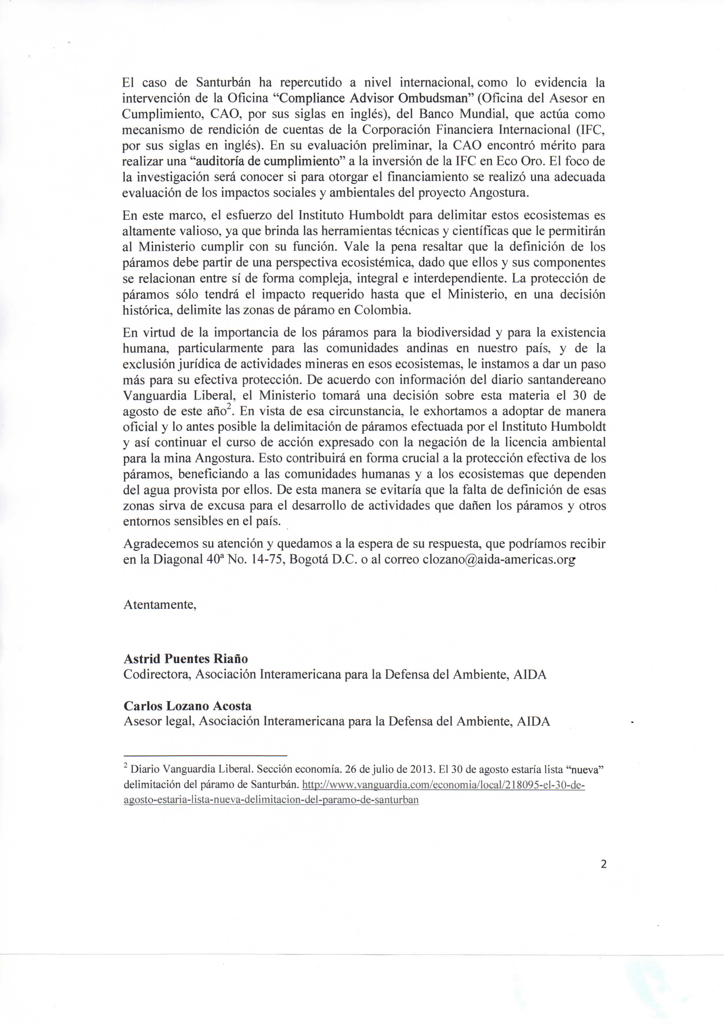 Carta de ambientalistas al min. de Ambiente - -- Las2orillas 1_Page_2