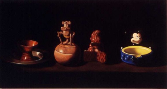 Bodegón colonial. 1998. Óleo sobre lienzo. 84 x 46 cm.