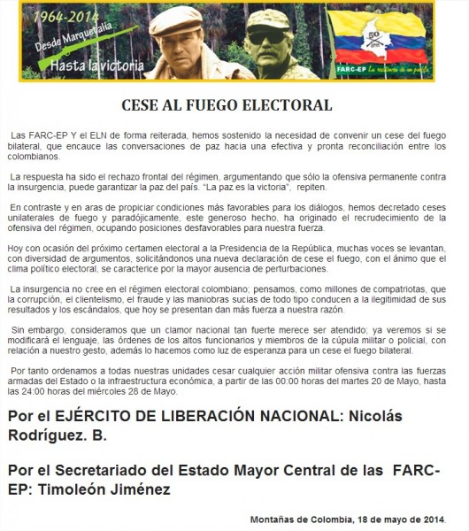 RV Fwd [FARC-EP] CESE AL FUEGO ELECTORAL - pachoescobar@gmail.com - Gmail - Google Chrome