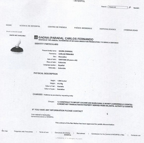 Empresa aérea que facilitó la masacre de Mapiripán sigue operando para el Ministerio de Defensa - -- Las2orillas Circular roja de Interpol contra Carlos Fernando Gaona Parada
