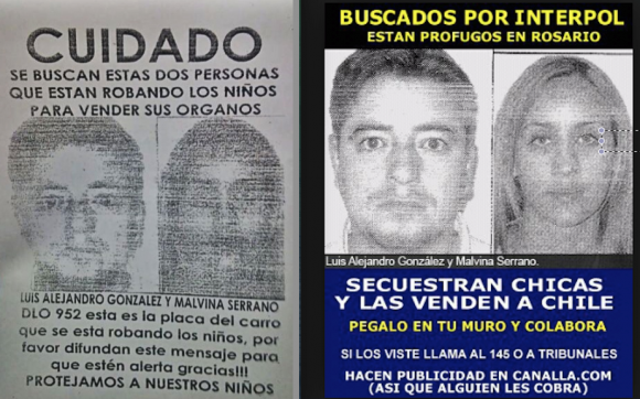 Imagen del panfleto distribuido en Medellín y panfleto en Argentina