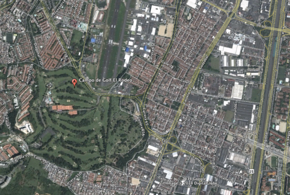 Contexto del Club El Rodeo de Medellín. Imagen desde Google Earth.