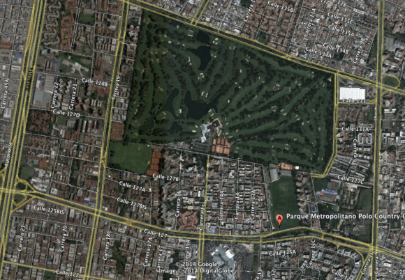 Contexto del Country Club de Bogotá. Imagen desde Google Earth.