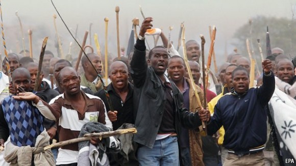 Protestas mineras Sudáfrica. Fuente: EPA