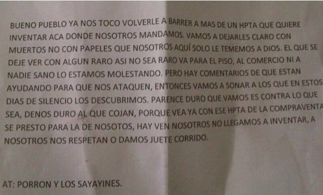 Panfleto de boleteo de Porrón y Los Sayayines