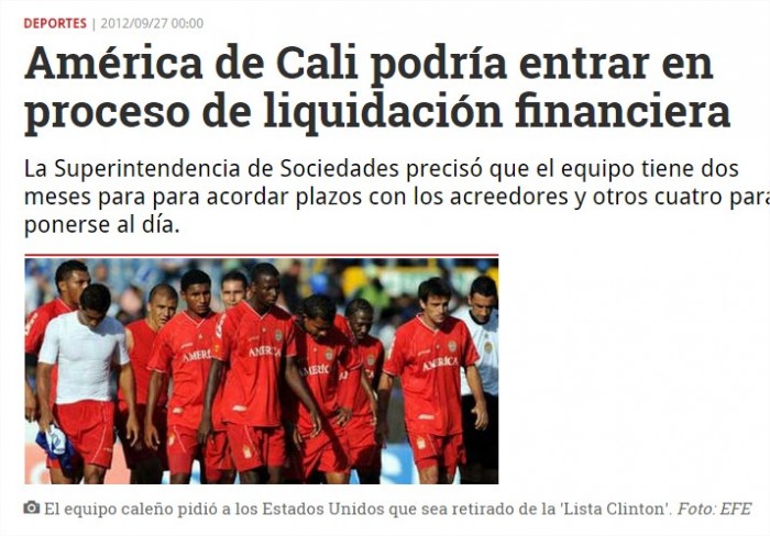 América de Cali podría entrar en proceso de liquidación financiera - Semana.com - Google Chrome