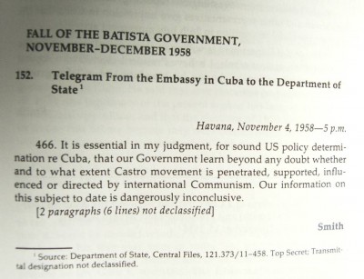 Telegrama de la Embajada de Estados unidos en Cuba al Departamento de Estado 
