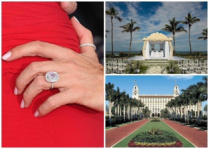 A la derecha, el anillo de compromiso que Manganiello le regaló en un resort de Hawaii que costó 800.000 dólares. A la izquierda, el hotel donde se casarán.
