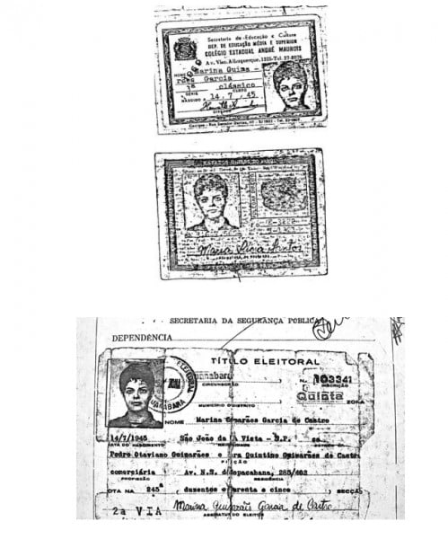 Uno de sus alias fue Maria Guimarães Garcia, como lo señalan estos dos documentos falsos.