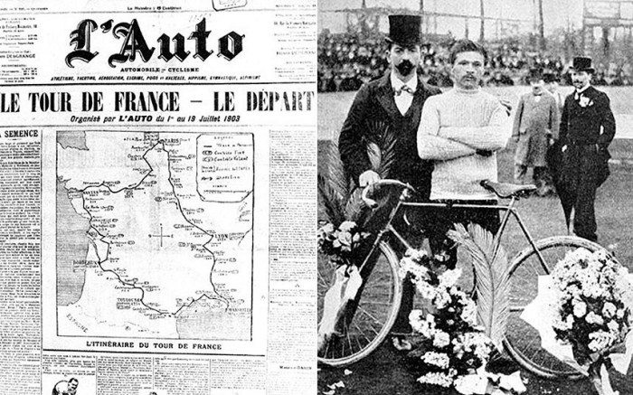 El periódico L'Auto exhibe su creación: el Tour de Francia. Maurice Garin, primer ganador contra todos los elementos, y no solo los 2.428 kilómetros en solo 6 etapas
