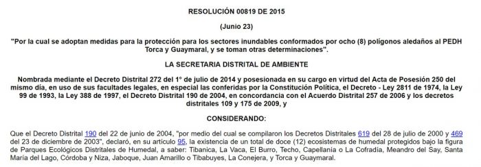  - La alcaldía de Bogotá intenta desaparecer la Reserva Van der Hammen