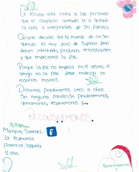  - Las premonitorias cartas de paz de los niños del Caquetá