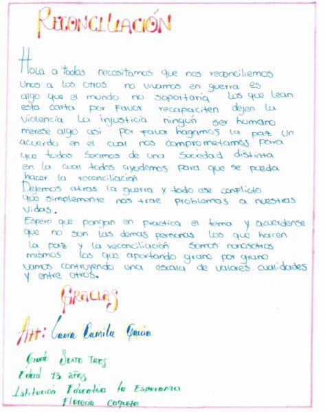 - Las premonitorias cartas de paz de los niños del Caquetá