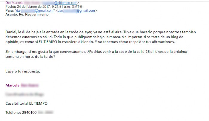 "Los Uribe Noguera me sacaron de El Tiempo" - -- Las2orillas - "Los Uribe Noguera me sacaron de El Tiempo"