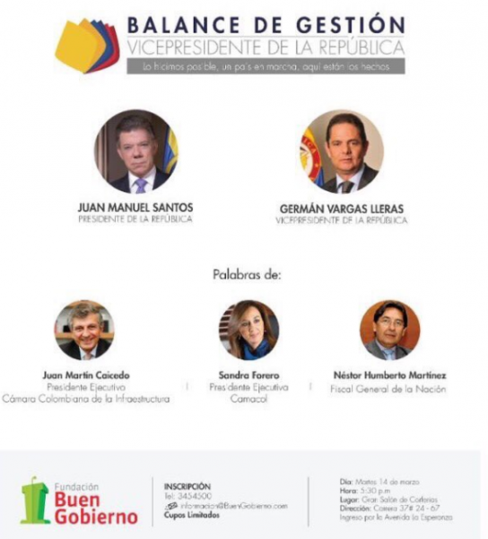  - El Fiscal General en el adios y lanzamiento presidencial de Germán Vargas Lleras