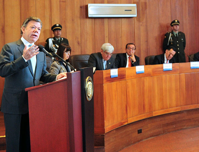 Con este discurso Santos defendió el Marco para la Paz en la Corte