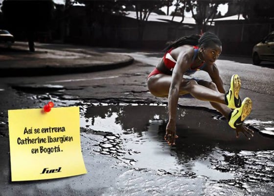 Así se entrena Ibargüen en una calle de Bogotá