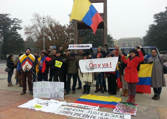 En Suiza plantón frente a la ONU: ¡Petro no se va!