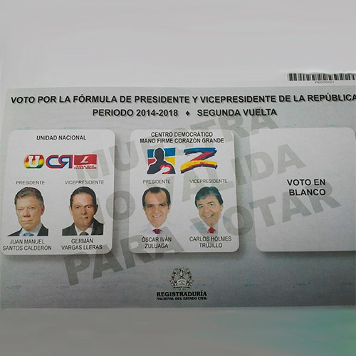 Tarjetón con voto en blanco