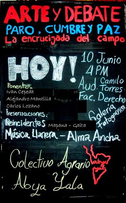 Arte y debate: Paro Agrario, Cumbre Agraria y Paz.