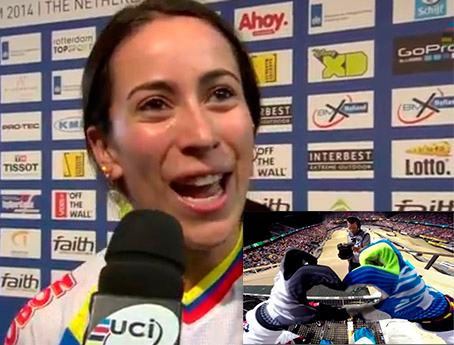 Viva la más reciente carrera de Mariana Pajón desde su casco