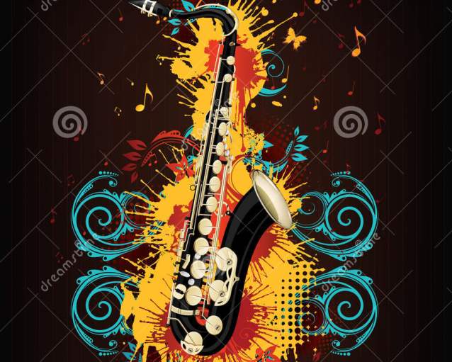 Un hombre aferrado al saxo