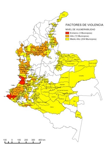  - Este es el mapa de los municipios donde mandan las Farc y el ELN hace 30 años
