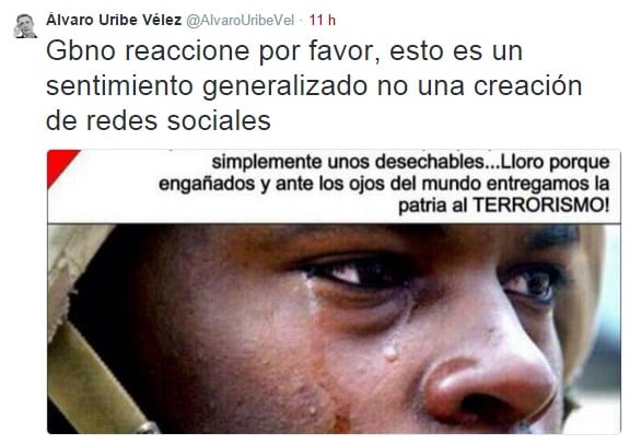 La falsa foto con la que Uribe hace política con las lágrimas de los militares   