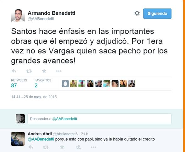  - La guerra del senador Benedetti en las redes sociales