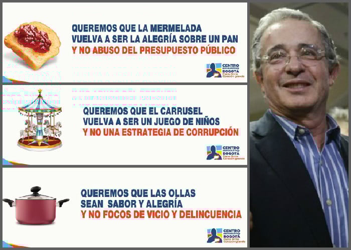 Mermelada, carrusel, y ollas: las palabras clave de la nueva estrategia publicitaria del uribismo