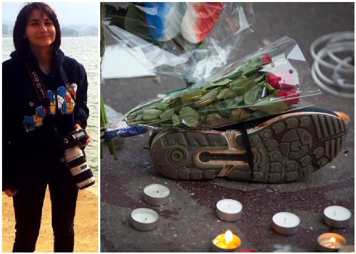 Imágenes de la gente conmovida en los lugares del horror en Paris
