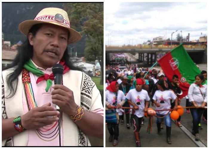 La minga indígena llegó a Bogotá para exigir la liberación de Feliciano Valencia