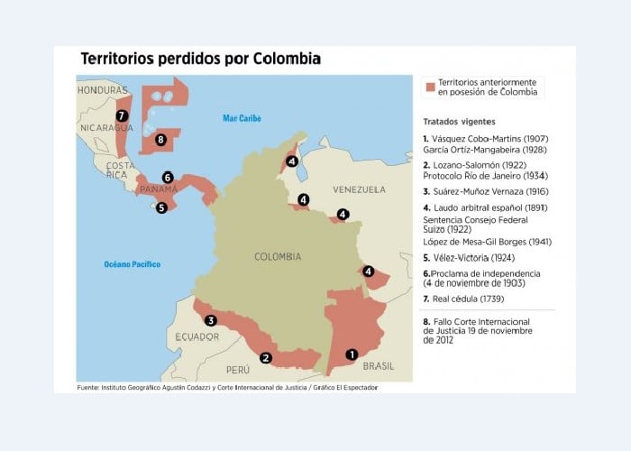 Colombia ha perdido el 54% de su territorio a través de la historia