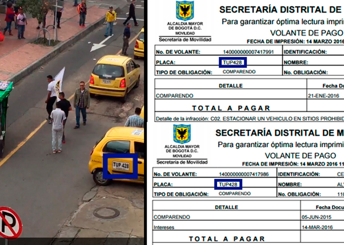 Las multas que deben los taxistas que bloquean Bogotá