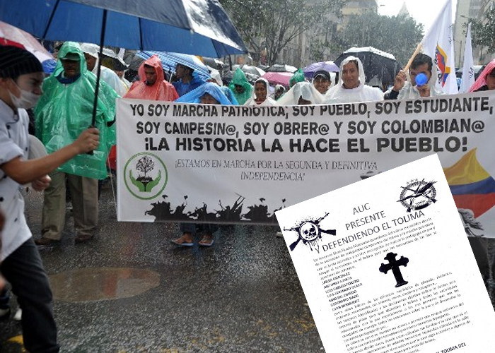 Paramilitares amenazan miembros de Marcha Patriótica en el Tolima