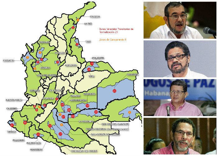 Los 23 municipios donde se concentrarán las FARC