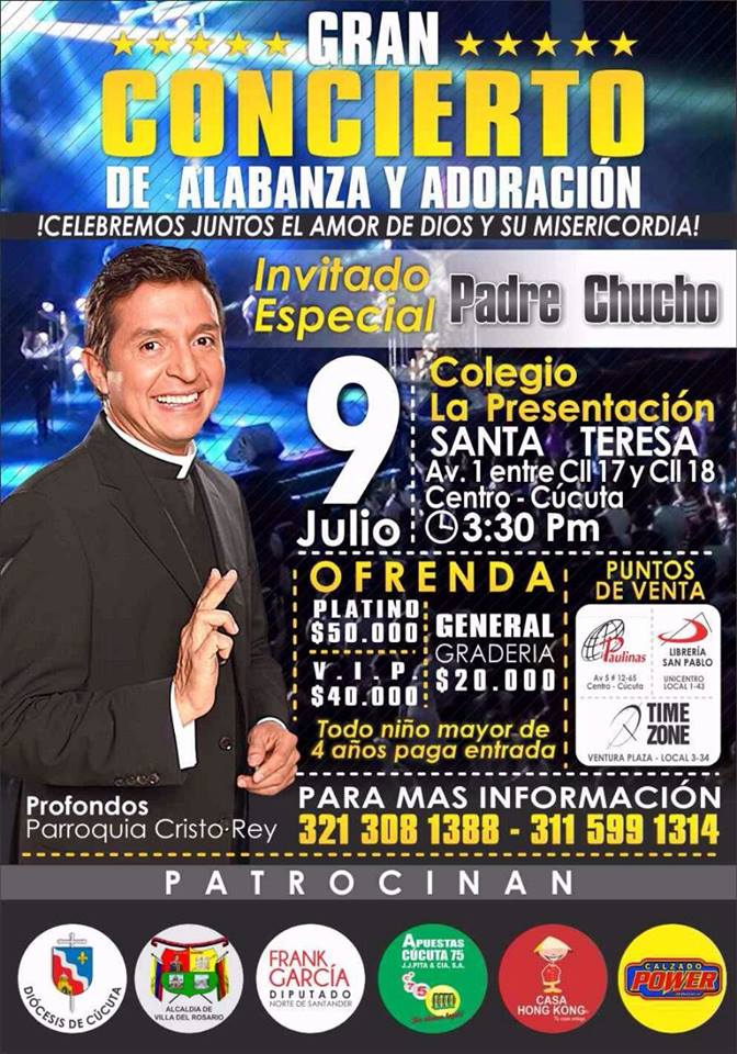 Una boleta Platino para ver al padre Chucho vale 50 mil pesos