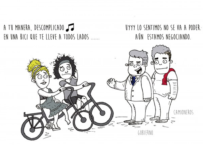 Caricatura: vías bloqueadas por Paro Camionero