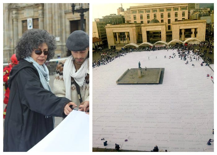 Sumando ausencias: Una gran bandera blanca que cubre la plaza de Bolívar