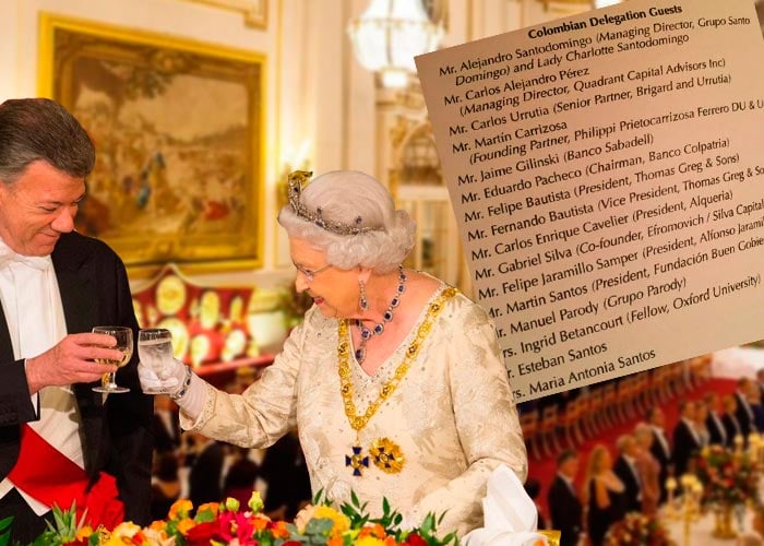 Los invitados de Santos y la reina al banquete del Palacio de Buckingham