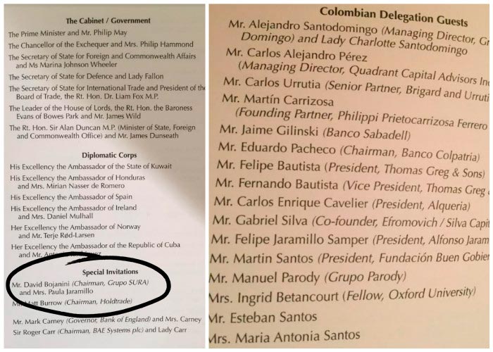 Los invitados de Santos y la reina al banquete del Palacio de