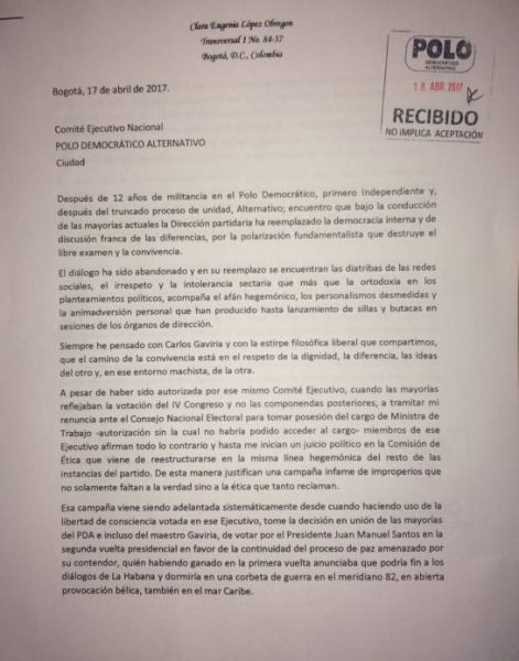  - Clara López sacrifica el Polo por la candidatura presidencial