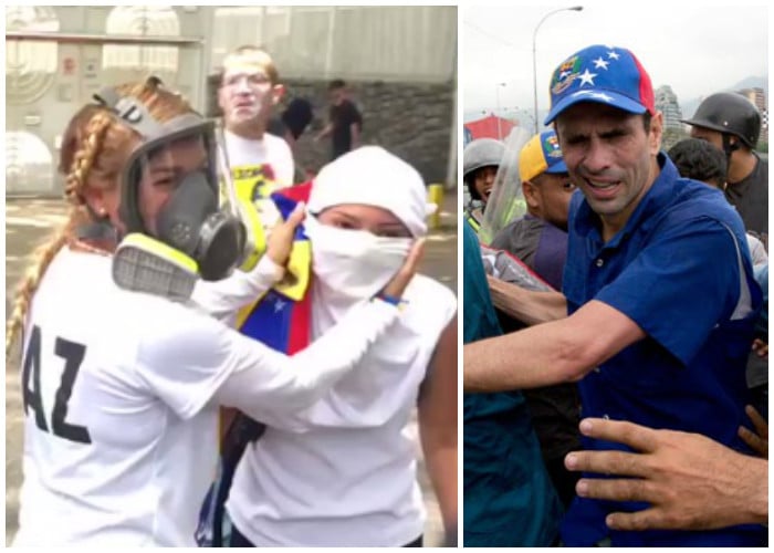 Henrique Capriles ahogado por los gases y Tintori protegida por una máscara: Desde Twitter informan qué pasa en Venezuela
