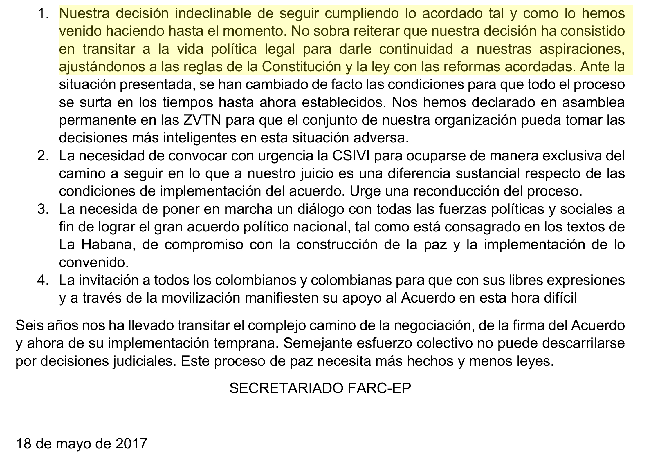  - Corte Constitucional pone en jaque el proceso de paz