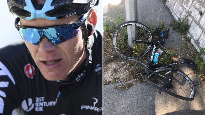¡Atropellaron a Chris Froome y el conductor se voló!